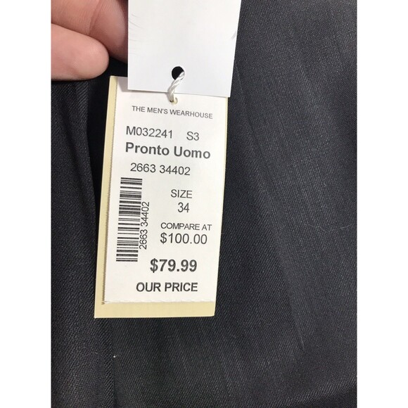 3 Pair Pronto Uomo Men's Suit Dress Pants Size 34 2 NWT Black 1 Grey Wool - Picture 6 of 14